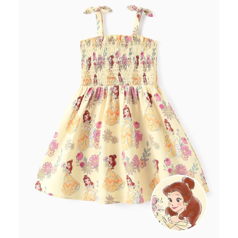 PatPat Disney Belle Smocked Dress Girl 5-6Y Yellow Floral‎ Princesscore NWT